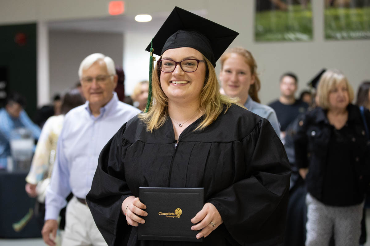 Woman dressed for graduation